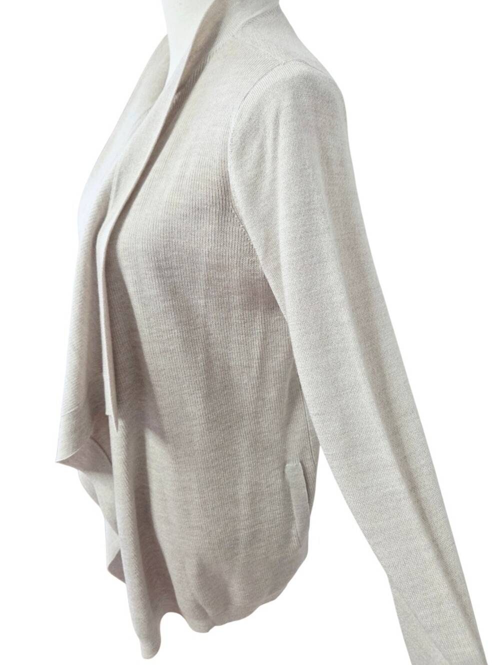 Theory Winxie Merino Wool Waterfall Cardigan Taupe Marl Small NWT - Picture 5 of 8